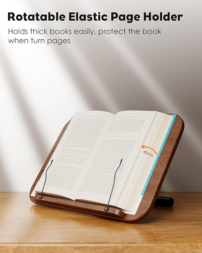 2 in 1 Dual-use Floor Book Stand & Desktop Book Stand,Height Adjustable from 33-63in, Adjustable Book Holder with Elastic Page Clips for Music Scores, Recipe, Tablet, Laptop