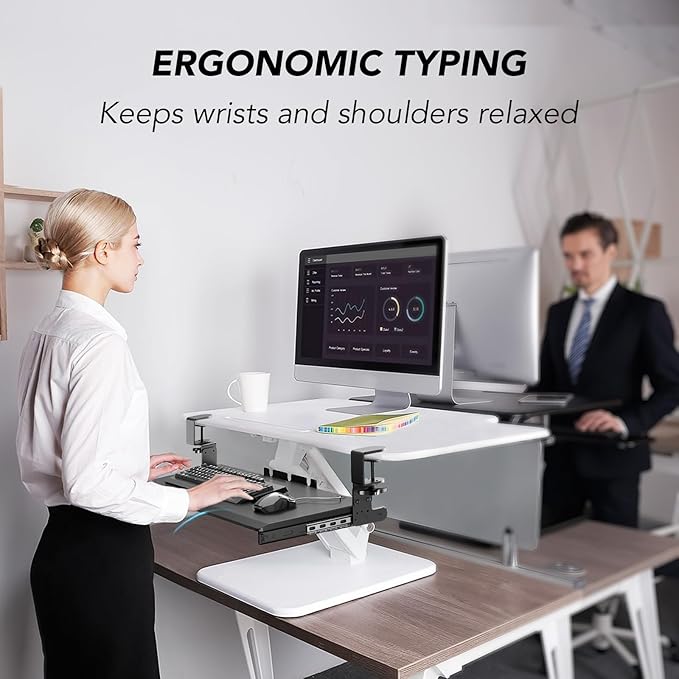 AX WABER Keyboard Tray Under Desk Pull Out with Extra Sturdy Adjustable C Clamp Mount System, 27.3 (32.5 inch Including Clamps) x 11 Inch Slide-Out Platform Computer Drawer for Typing, Black,AX01WB01