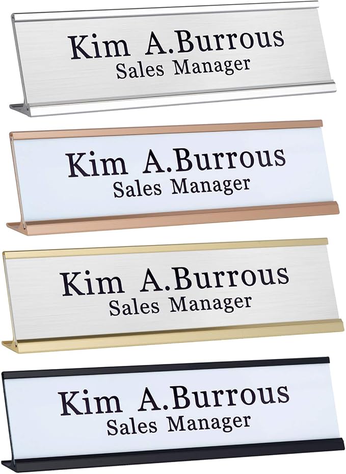 Personalized Office Name Plates Aluminum Hot Printing Custom Office Wall or Desk Name Plates 2" x 8" (Input-Texts)
