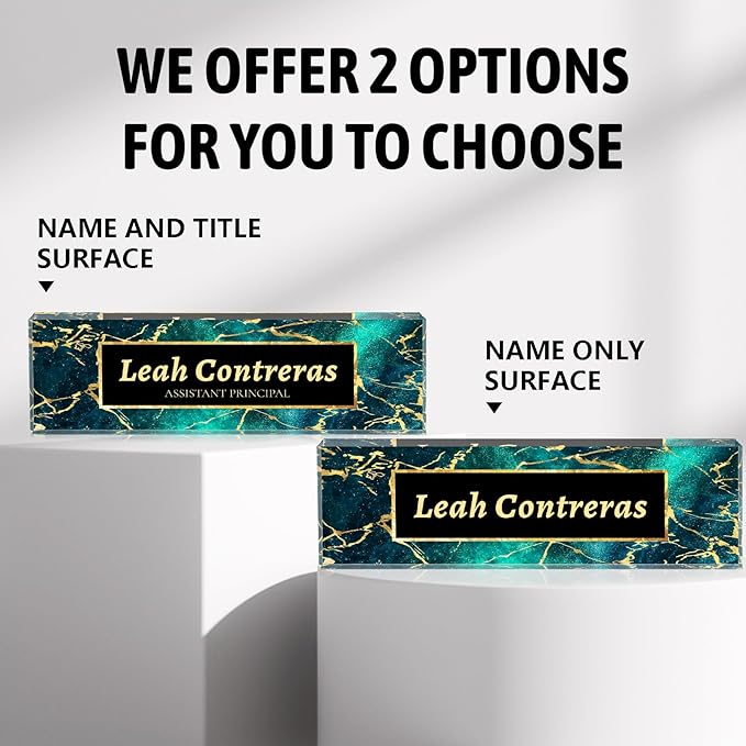 Personalized Name Plate for Desk Custom Acrylic Desk Name Plate Custom Employee Appreciation Gifts Office Gifts for Women, Men, Boss, Coworkers, Teacher, Nurse (Bright Blue)