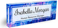 Customized Clear Acrylic Thick 8x3" Acrylic Black - Desk Name Plate Block with Personalized Logo - Professional Office Decor - Customized Acrylic Plate Gift for Teacher Co-workers (Indigo Dream)