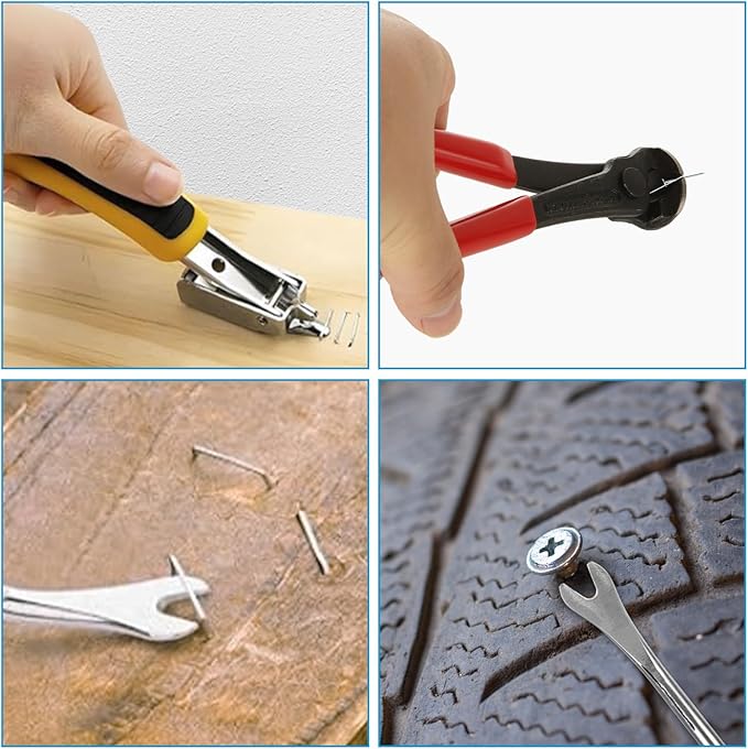 STARVAST 8PCS Nail Puller and Staple Remover Tool Set, Including End Clippers, Nail Remover, V-Shaped Staple Remover and U-Shaped Staple Remover for Furniture, Floor, Wall, Car, Photo, Frame