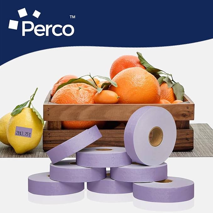 Perco Lavender Pricing Labels for Monarch 1131 Price Gun - 1 Sleeve, 8 Rolls, 20,000 Price Marking Labels - with Ink Roll Included
