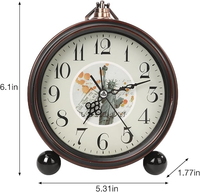 Loud Alarm for Deep Sleepers Desk Vintage Alarm Clock 5.25 inch Small Battery Operated Retro Clock Bedroom Live Room Decor Gift Clock
