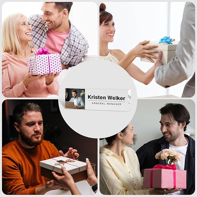 Personalized Custom Name Plates on Acrylic Glass, Office Desk Decor, Personalized Office Gift for Boss Coworkers (Watercolor Flowers)