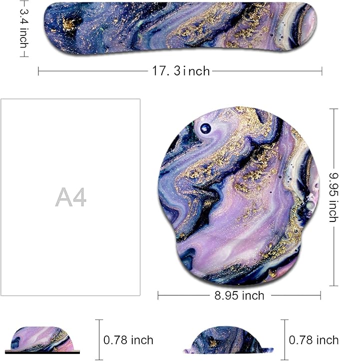 Keyboard Wrist Rest and Mouse Pad, Ergonomic Memory Foam Mouse Pad Wrist Support, Non-Slip & Pain Relief Mouse Pad and Keyboard Wrist Support, Comfortable Mousepad with Wrist Rest for Game, Office