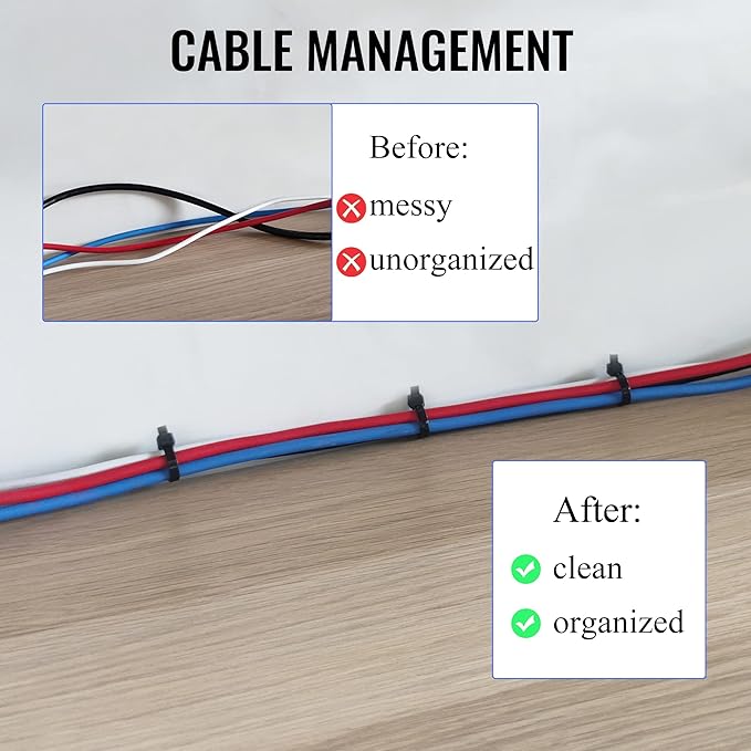 Zip Ties 12 inch 1000 Pack Black, 50 lbs Tensile Strength, Self-Locking Nylon Cable Ties, UV Resistant Plastic Wire Ties for Indoor and Outdoor Use by EMINCOUP