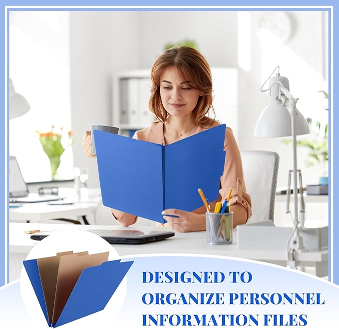 Skyygemm 12 Pcs Classification Folders Letter Size, 2 Pocket Dividers Pressboard File Folder with Fasteners, Expanding File Organizer Bulk for Teachers, Clergy, Office, Church, Christmas (Dark Blue)
