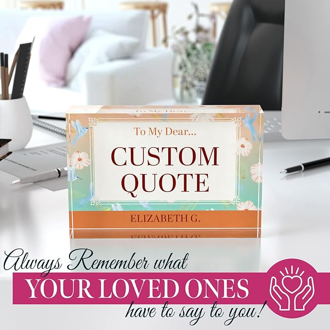 Personalized Gifts, Custom Quote Block Letter Board,Crystal-Clear Acrylic with Gift Box,17 Styles, Holiday and Christmas Gift for Mom, Dad, Girlfriend, Him or Her, Husband, Wife (4"x6", Flora)