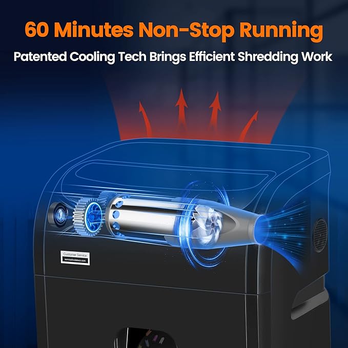 Paper Shredder for Home Office Heavy Duty with 60 Mins Running with US Patented Cutter,Shred CD/Card with Extra Large Bin,AUTO Jam Proof(ETL) (18-Sheet Micro Cut)