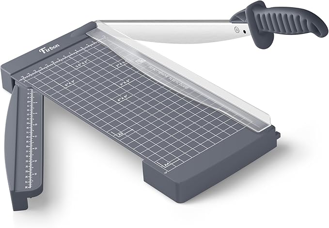 Firbon 12" Guillotine Paper Cutter with Hidden Ruler, Compact Heavy Duty 12-Sheet Capacity Trimmer for Cardstock, Photos, Scrapbooking, Office, Classroom, Studio (Gray)