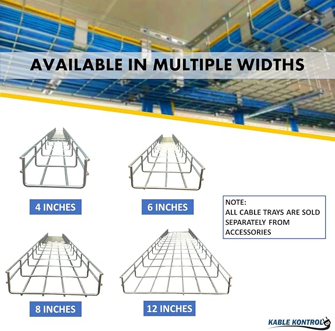 Kable Kontrol Cable Tray - 10 Ft L x 2" W x 2” H - 10 Pcs Bulk Pack - Wire Mesh Tray Cable Management Rack Cord Organizer Cable Basket, Zinc Plated Steel NEC Approved for Network, Fiber Optic, Cabling