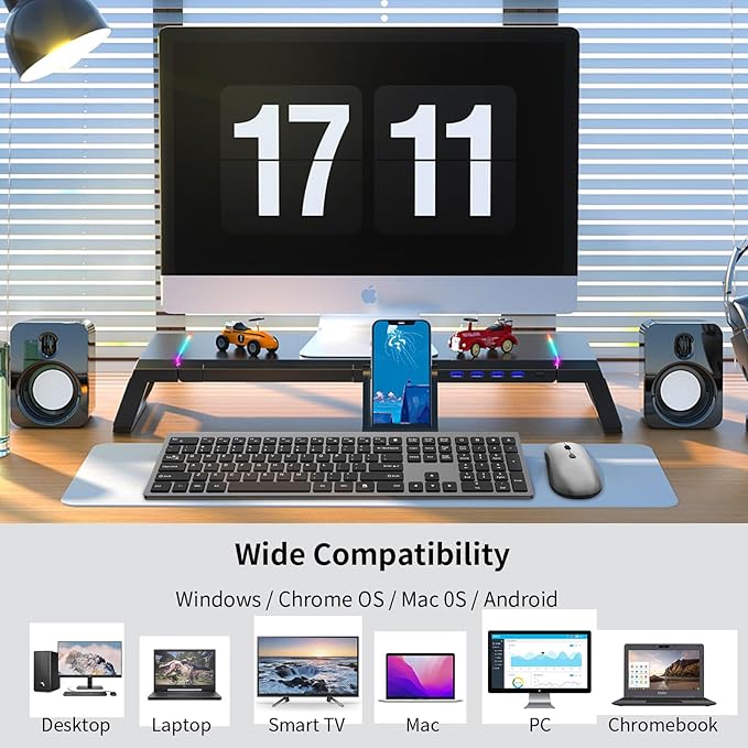 Wireless Mouse and Keyboard Combo, Silent Full-Size Computer Keyboard with Calculator Button, 2400 DPI Mouse, Quiet Click, Slim Cordless USB Set for Laptop PC Windows Mac - Space Grey