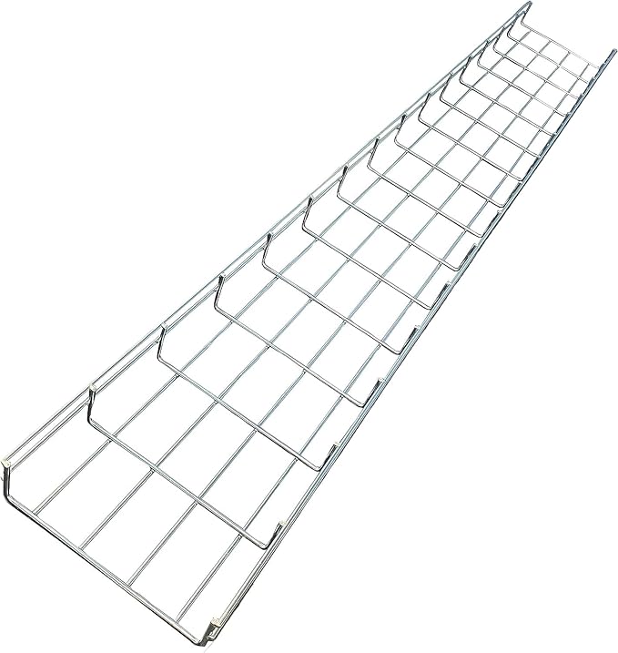Kable Kontrol Cable Tray - 10 Feet Long x 8" W x 2” H - 90 Pcs Bulk Pack - Wire Mesh Tray Cable Management Rack Cords Organizer Cable Basket, Zinc Plated Steel NEC Approved for Network, Fiber Optic