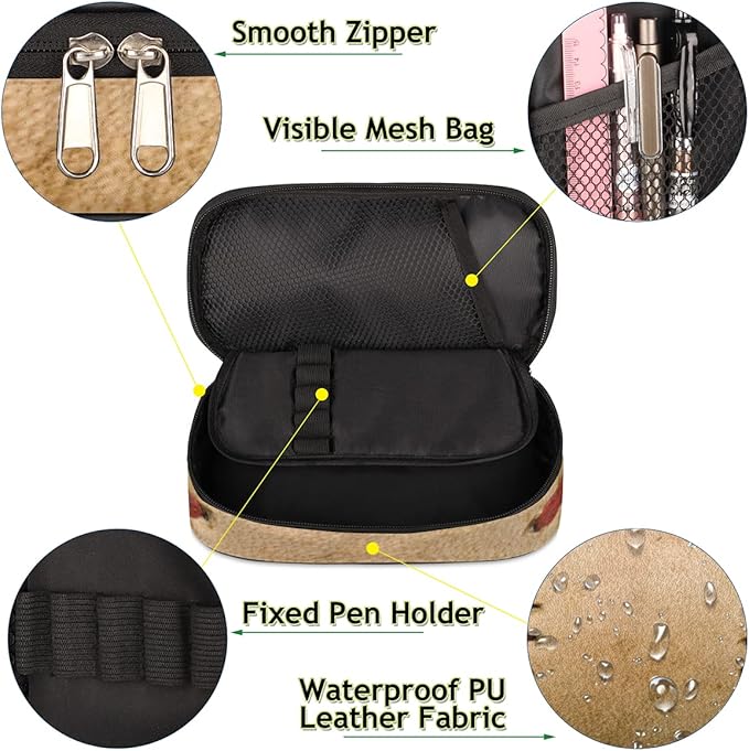 Pardick Sport Big Capacity Pencil Pen Case Old Baseball Large Pencil Pouch with Zipper Compartments Pencil Bag for Boys Girls Adults Student Office School Supplies