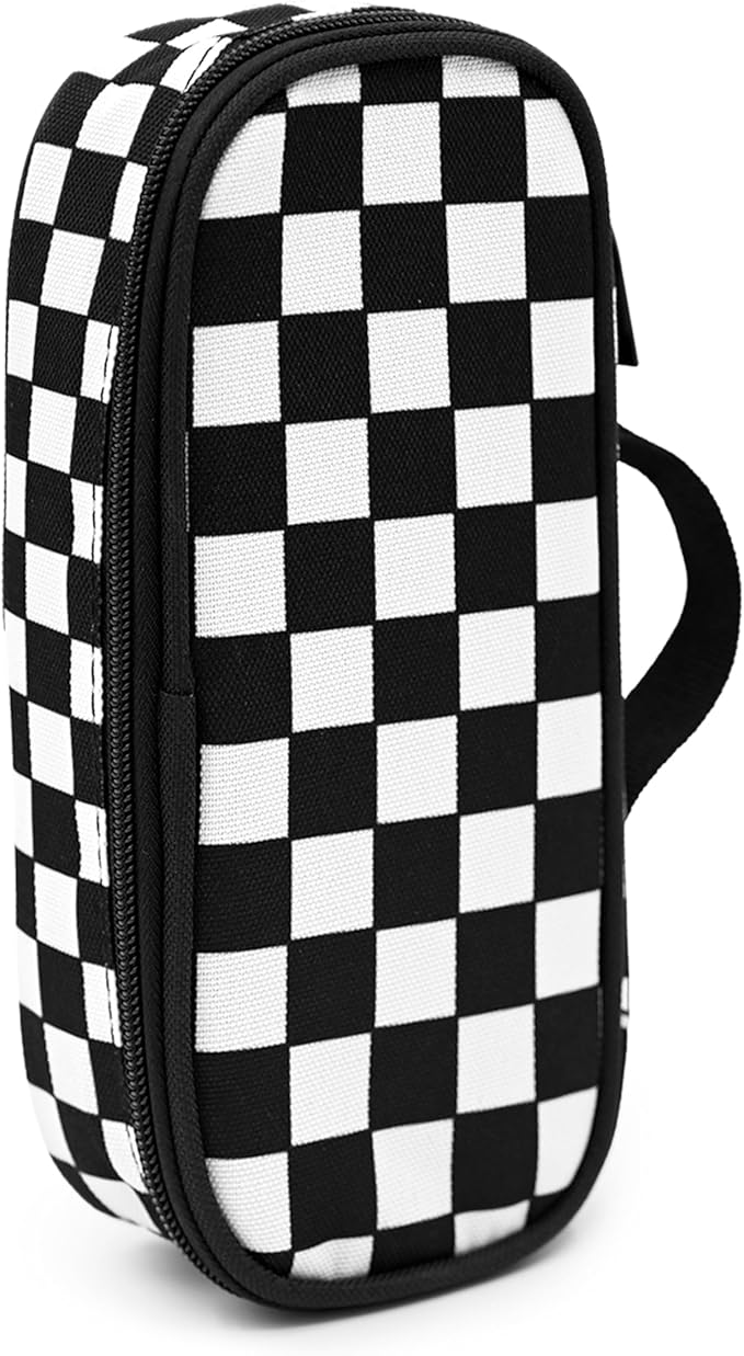 Black White Checkered Pencil Case Pencil Pouch Large Capacity Pen Bag School Office Organizer Stationery Storage Box For Girls Boys Teen Kids