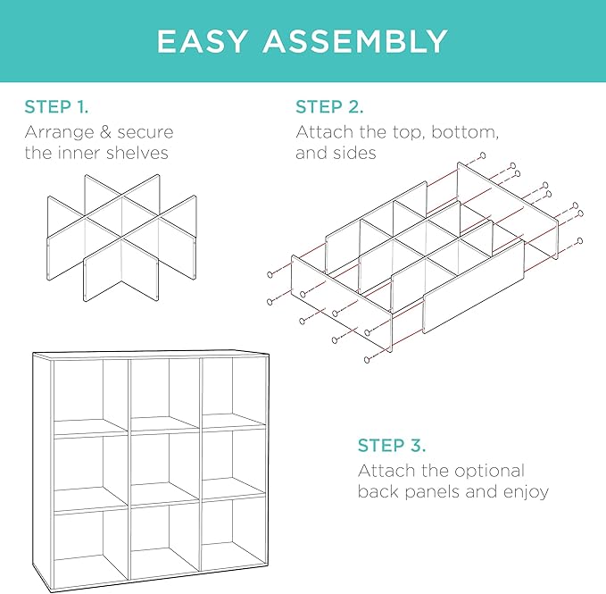 Best Choice Products 9-Cube Storage Organizer, 11in Shelf Opening, Bookcase, Display Shelf, Customizable w/ 3 Removable Back Panels - Walnut