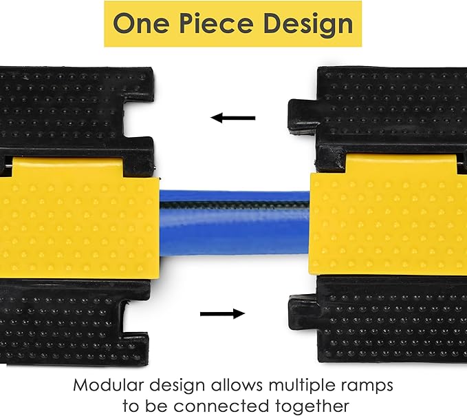 Yescom Cable Ramp Protector 1 Channel Garden Hose Protecitive 22000 Lbs Load Capacity Heavy Duty Speed Bump for Road Driveway Walkway