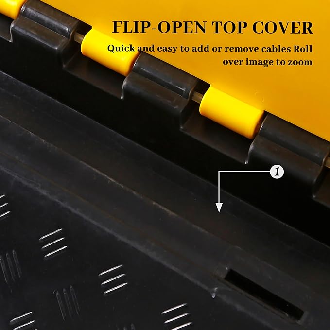 Rubber Cable Ramp Cable Protector Ramps Wire Hose Protective 1 Channel Traffic Rubber Plastic Cord Cover Speed Bump for Asphalt Concrete Gravel Driveway Outdoor, 2 Pack