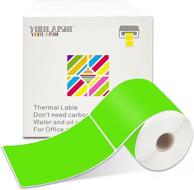 YOULAISHI 3 X 5 Inch Rectangle Sticker Moving Labels for Boxes, 300PCS Waterproof Removable Labels Stickers to Write on for Bar-Codes, Address, Small Business Labeling, Inventory, Light Green