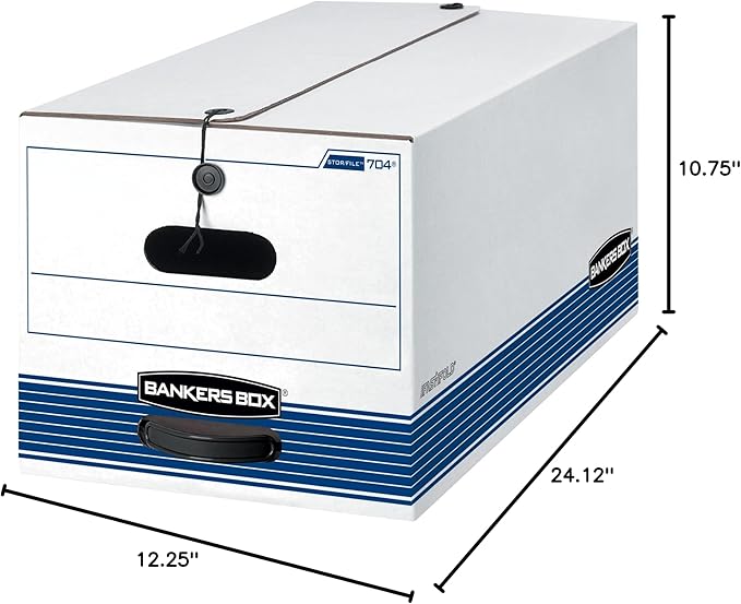 Bankers Box 12-Pack Medium-Duty String & Button File Storage Box, FastFold Assembly, Letter, STOR/FILE, (00704)