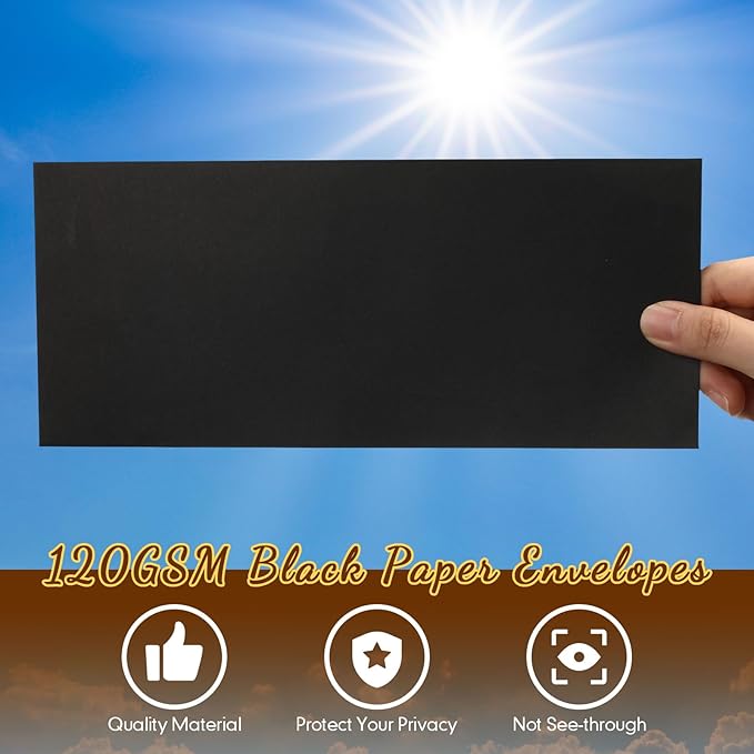 Jutom 500 Pcs Kraft Envelopes Letter Size Bulk #10 Business Strong Sealed 4-1/8 x 9-1/2 in Flap Office Printable Mailing Envelopes Windowless Invisible(Black)