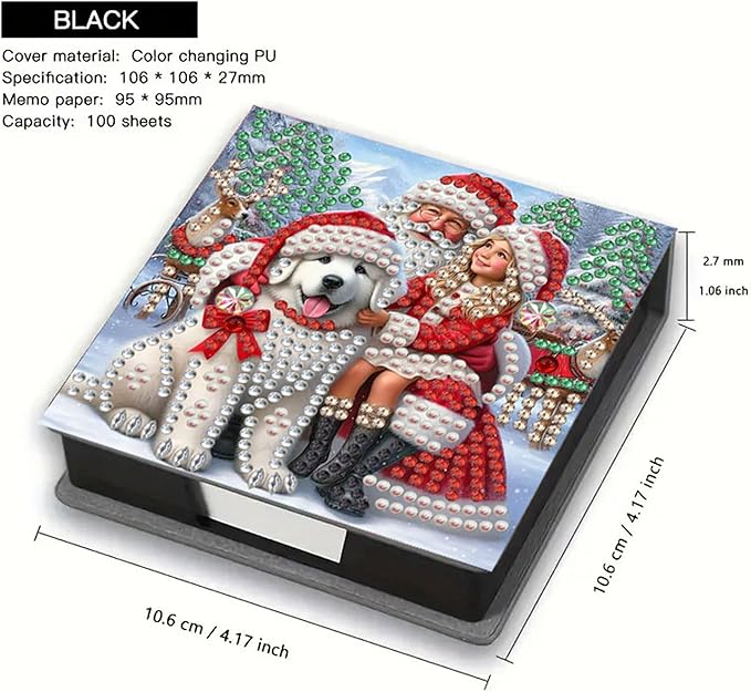 Christmas Diamond Painting Kit Note Box,Memo Paper Storage Box Diamonds Art,Sticky Note Holder Diamonds Art,Diamond Painting Memo Pad For Office Desk. (Christmas)