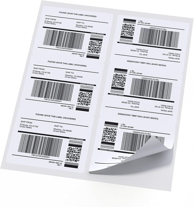 [100 Sheets 600 Labels] 3⅓" x 4" Printable Mailing Label for Laser & Inkjet Printers, 6 Up Permanent Adhesive Label Blank, 6 per Page Shipping Address Labels, FBA Box Labels