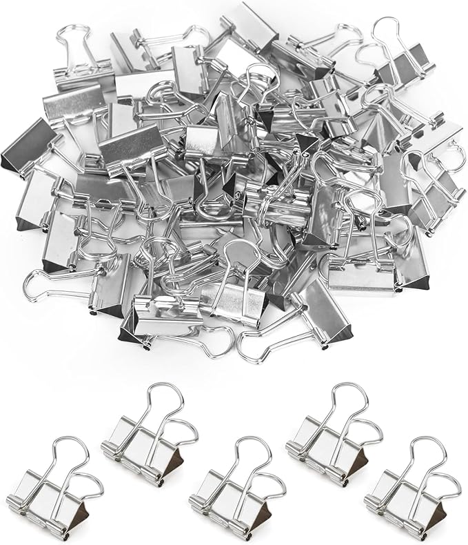 Konilaomu Small Clips Binder Clips 0.75 inch, Small Paper Clips for Office (48 Pcs) (Silver)