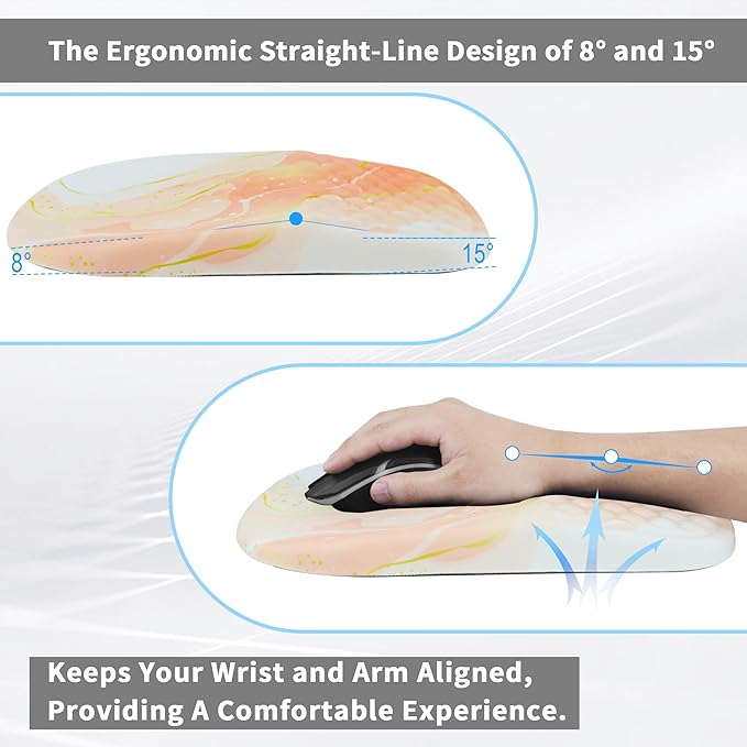 Ergonomic Mouse Pad with Wrist Support, Comfortable Memory Foam Mousepad with Massage Design and Non-Slip PU Base, Wrist Rest Mouse Pad for Office and Home, 12x8 Inch