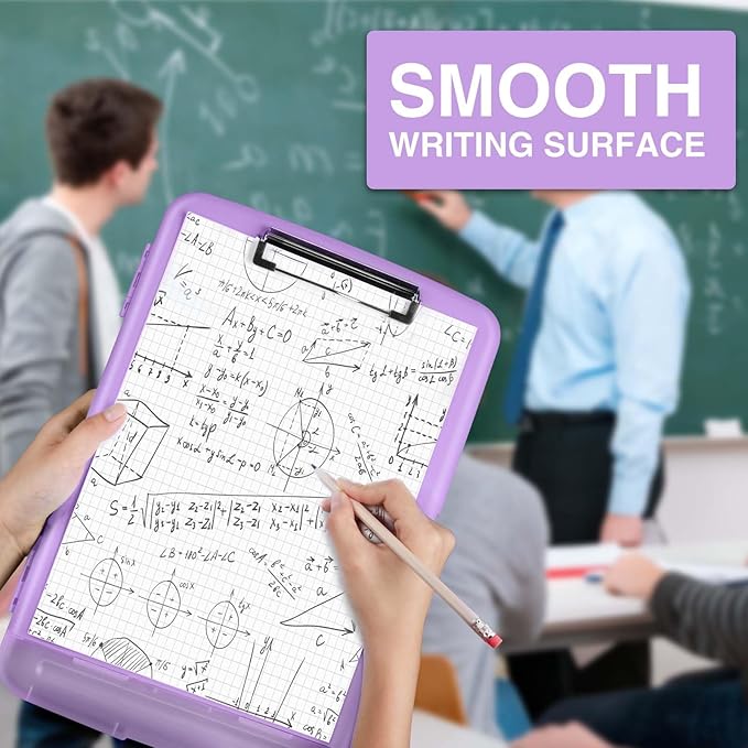 Sooez Clipboard with Storage, High Capacity Nursing Clip Board 8.5 x 11 with Pen Holder & Low Profile Clip, Plastic Clipboards Case Box, Teacher Must Haves School Office Supplies,Letter Size/ A4