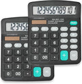 2 Pack Calculator Bulk, 12 Digits Calculators Desktop with Large LCD Display and Sensitive Butto, Solar and Battery Dual Power, Desk Calculator