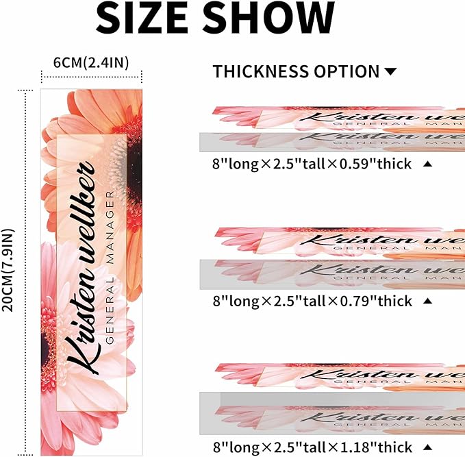 Personalized Office Name Plate for Desk, Custom Employee Appreciation Gifts, Acrylic Desk Name Plate Funny, Desk Decorations Gift, Acrylic Desk Ornaments (Style-Daisy)