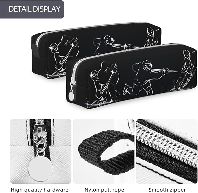 Pencil Case Ice Hockey Players Big Capacity Pen Case Pencil Bag Pouch Holder Box for School Office Girls Boys Adult