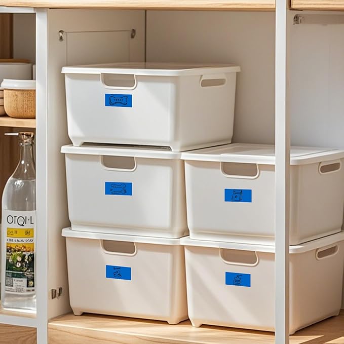 FINDAT Rectangle Label Stickers 1.57×0.75 Inch Vinyl Removable Blue Sticker Waterproof Writable File Folder Moving Labels for Boxes Home Office Labeling 160 PCS