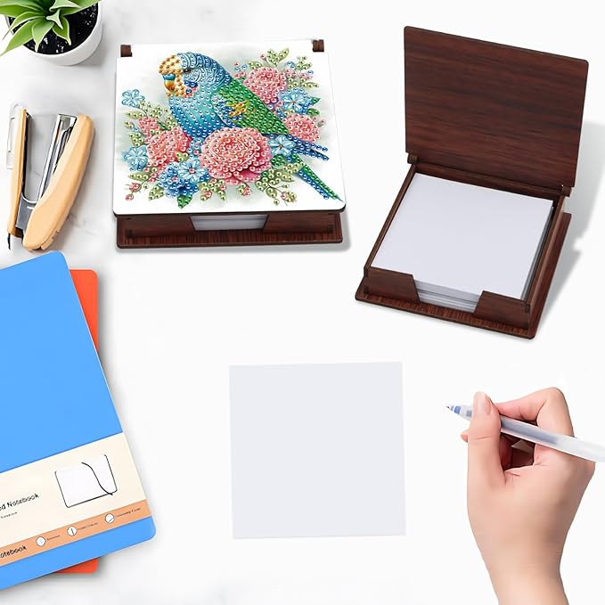 Formeydemi Bird Diamond Painting Kit Note Box,Memo Paper Storage Box Diamond Art,Sticky Note Holder Diamond Art,Diamond Painting Memo Pad For Office Desk. (Bird)