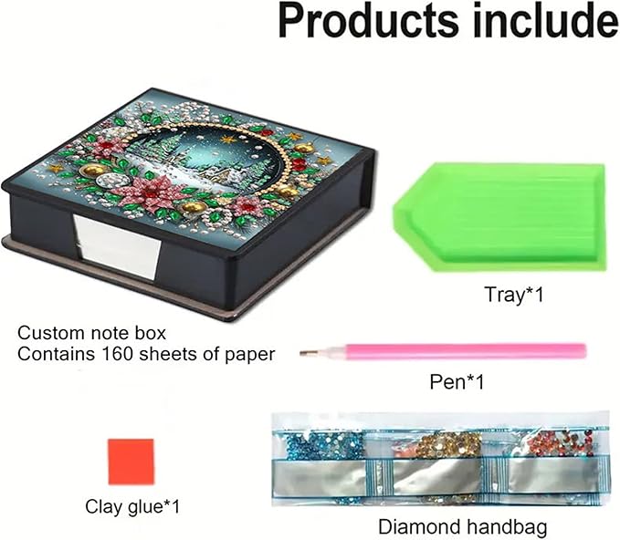 Diamond Painting Kit Note Box,Memo Paper Storage Box Diamonds Art,Sticky Note Holder Diamond Art,Diamond Painting Memo Pad For Office Desk. (Landscape)