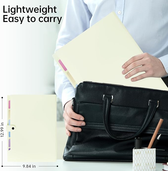 2 Pack Expanding File Folder with 8 Pockets, Accordion File Organizer for Documents, A4/Letter Size Paper File Folder Organizer with Labels, Portable Folders for School Office Supplies, Yellow