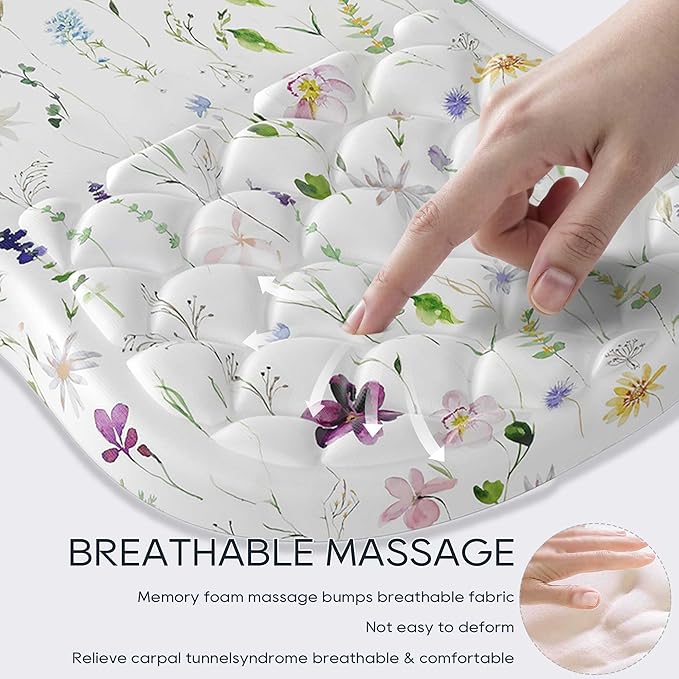 Ergonomic Mouse Pad with Wrist Rest, Soft Mousepad with Beautiful Flowers Plant，Memory Foam and Non-Slip Pu Base for Pain Relief, Gaming Mouse Pad for Desk, Home, Office