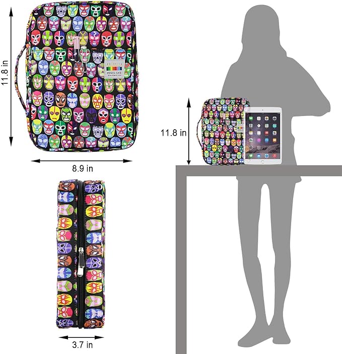 YOUSHARES Colored Pencil Case 220 Slots Pen Case Organizer With Handy Wrap & Zipper, Multilayer Holder for Prismacolor Colored Pencils & Gel Pen (Mask)