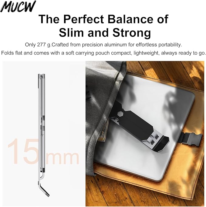 Portable Laptop Stand MXS2, 6-Level Adjustable Foldable Computer Stand for Desk, Magnetic Storage with Non-Slip Pads, Ventilated Cooling Design & Travel Carry Bag for Students and Gamers