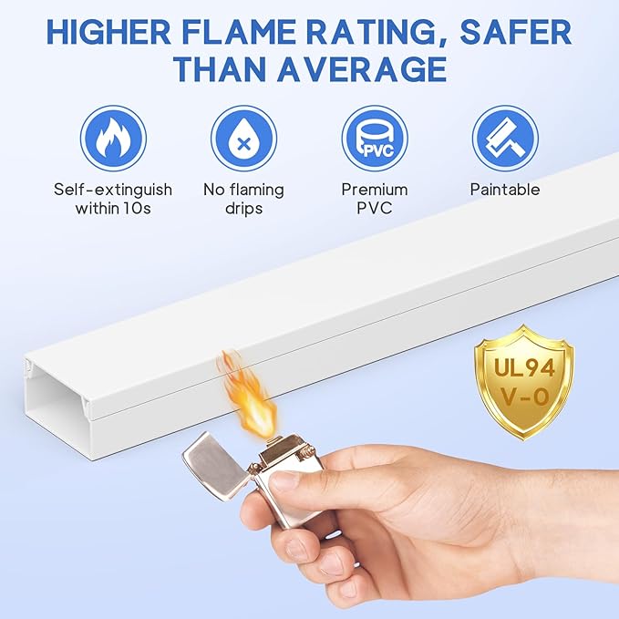 315in Cord Hider Kit, Paintable Cable Raceway, Cord Covers for Wires on Wall, Cord Hider for Wall Mount tv, tv Cable Hider Wall kit, Wire Covers for Cords, W0.96in X H0.57in, White