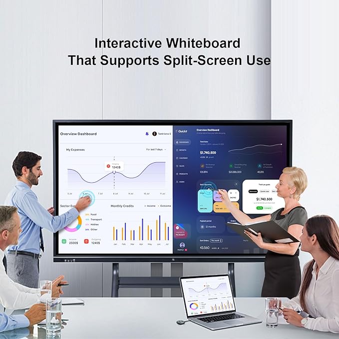 Smart Board, 86'' 4K UHD Interactive Whiteboard, All in One Smartboard for Classroom, Digital Smart Whiteboard Built in Dual System for Office, Home, Church, School
