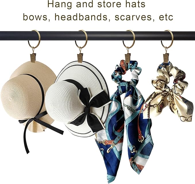LLPJS 100 Pack Curtain Rings with Clips, Curtain Clip Rings Hooks, Bow Hanger Clips for Hanging Drapery Drapes Bows, Ring 1.26 inch Interior Diameter, Fits up to 1" Rod, Bronze