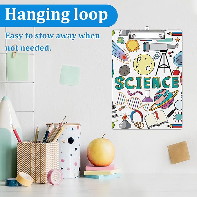 Science Teacher Clipboard Decorative Clip Board with Metal Clip A4 Standard Size 12.5" X 8.7" for Teacher Students Nurses Office