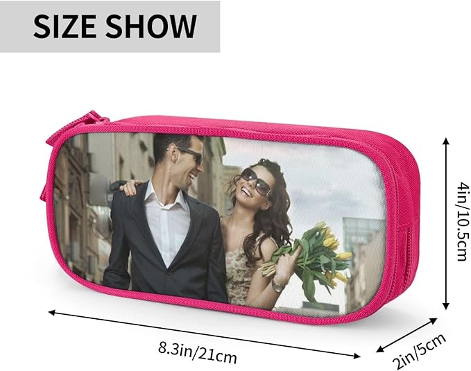Custom Pencil Case Personalized Add Photo Text Pen Bag Large Capacity Zipper Pencil Box for Office Travel Graduation Gifts