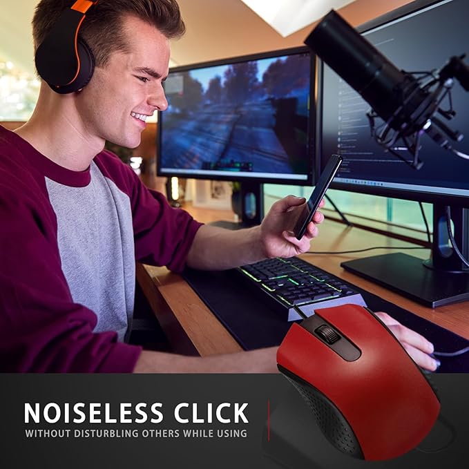 Hoteam 12 Pcs Black Wired Computer Mouse Bulk Cord USB Computer Mice Ergonomic Wired Mouse for Pcs, Computers, Laptops, Gaming Office Home Supplies