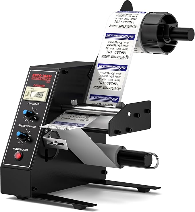 Automatic Label Dispenser, Automatic Label Separator, Automatic Label Stripper 110V Speed Adjustable Electric Label Machine Auto Counting 0-999999 for Label Width 4-140mm