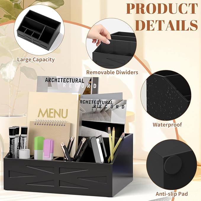 Large Mail Organizer Countertop,Farmhouse Desk and Kitchen Countertop Storage, Letter Sorter, Desk Mail and Bill Organizer, Desktop File and Paper Holder