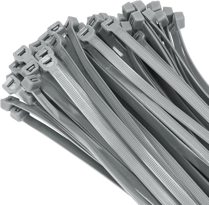 100PCS 18 inch Zip Ties 120LBS Tensile Strength Self-Locking heavy duty UV Resistant Cable Tie Wraps for indoor and outdoor use(silver)